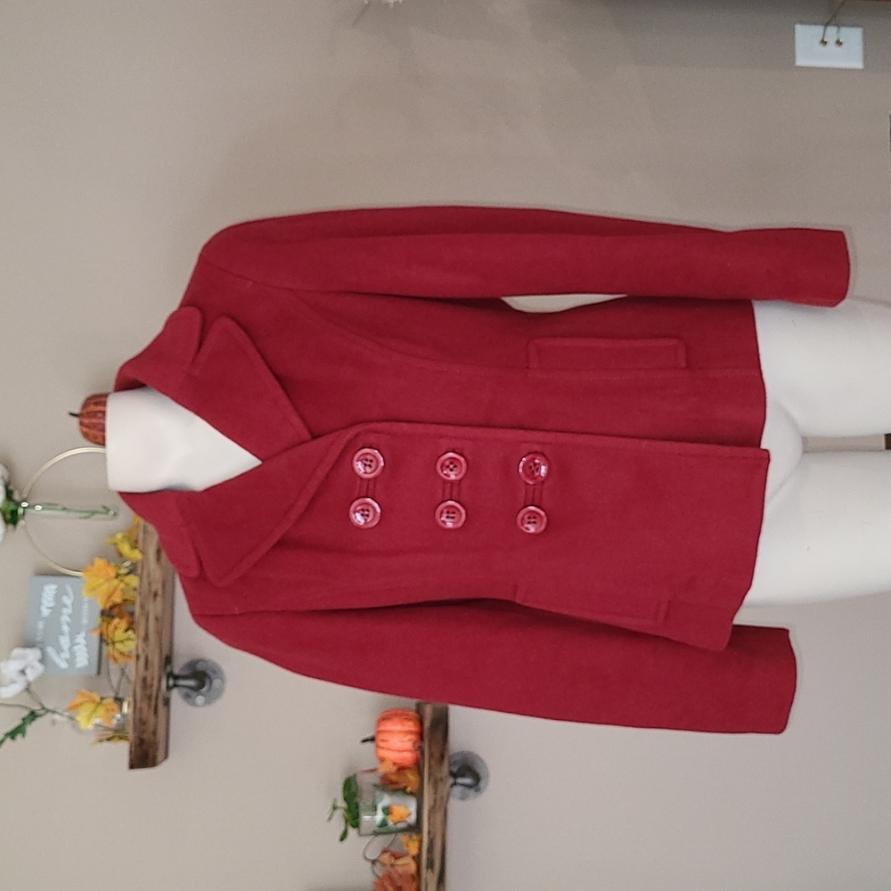Ann Taylor Maroon Pea Coat - Picture 1 of 7